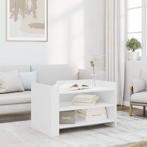 vidaXL Table basse blanc 80x50x50 cm bois d'ingénierie (1/5)