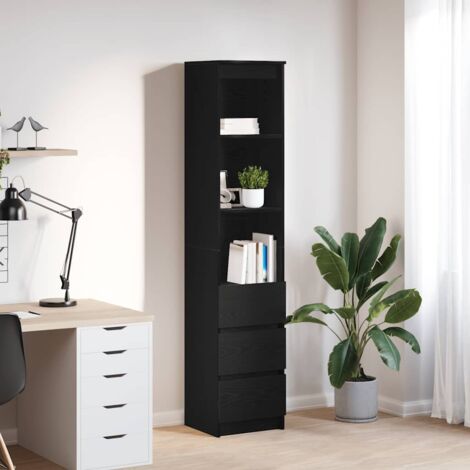 vidaXL Buffet haut chêne noir 37,5x35x180 cm bois d'ingénierie