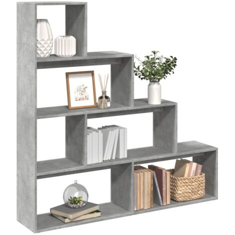 vidaXL Room Divider Bookcase 4-Tier Concrete Grey 143,5x29x143,5 cm Engineered Wood