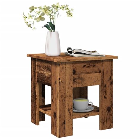Vidaxl – Table basse fixe en bois d'ingénierie vieux bois 40x40x42 cm – Surface résistante à l'humidité – Capacité de charge 60 kg
