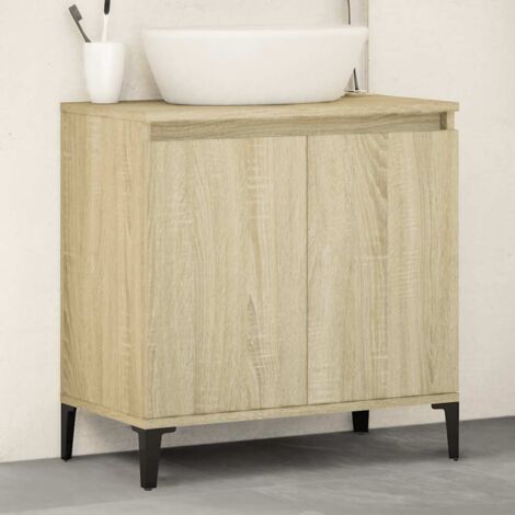 Vidaxl – Meuble sous vasque simple chêne sonoma 58x33x60 cm – Bois d'ingénierie résistant à l'humidité – Grand espace de rangement (1/5)