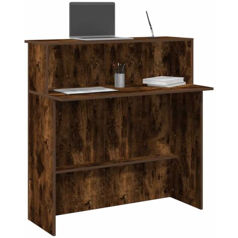 Vidaxl – Bureau de réception chêne fumé 100x50x103,5cm – Bois d'ingénierie – Comptoir intégré pour bureaux et halls professionnels – Capacité 60kg