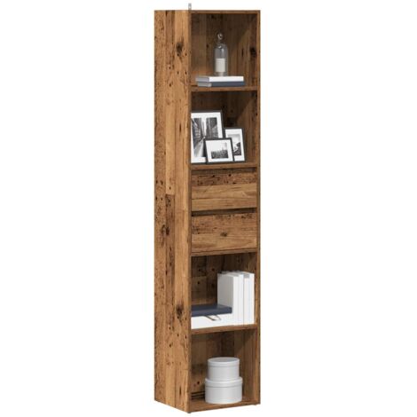 Vidaxl – Bibliothèque en bois d'ingénierie 36x30x171 cm – 4 compartiments ouverts – 2 tiroirs – Résistance à l'humidité – Design moderne