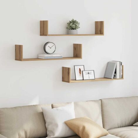 vidaXL Wall Shelves 3 pcs Artisian Oak 80x18x18 cm Engineered Wood (1/5)