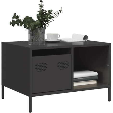 vidaXL Coffee Table Black 68,5x50x43,5 cm Cold-rolled Steel (1/5)