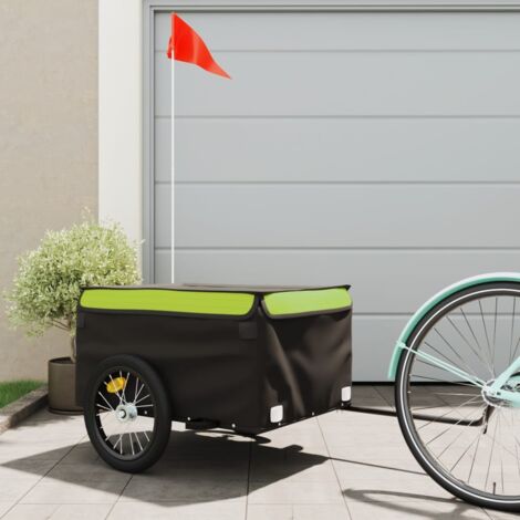 Remorque de vélo noir et vert 45 kg fer vidaXL926873