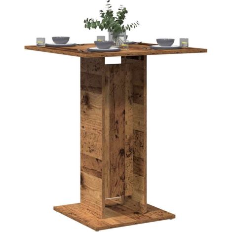 Vidaxl – Table de bistro vieux bois 60x60x75 cm – Bois d'ingénierie résistant à l'humidité – Surface lisse pour entretien facile – Multifonctionnelle pour salle à manger et bureau (1/6)