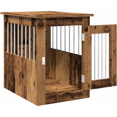 Meuble Cage Pour Chien – Chêne Fumé – 45x62x59 Cm – Niche Intérieur, Neuf