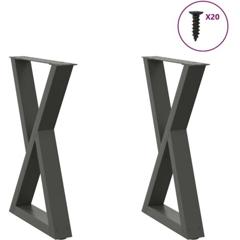 Pieds de table à manger 2 pièces Anthracite 60 x (72-73,3) cm Acier vidaXL