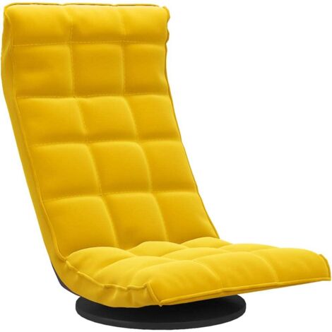Vidaxl – Chaise de sol pivotante jaune en velours – 5 angles réglables – Pliable pour rangement facile – Confort optimal avec mousse rembourrée (1/6)