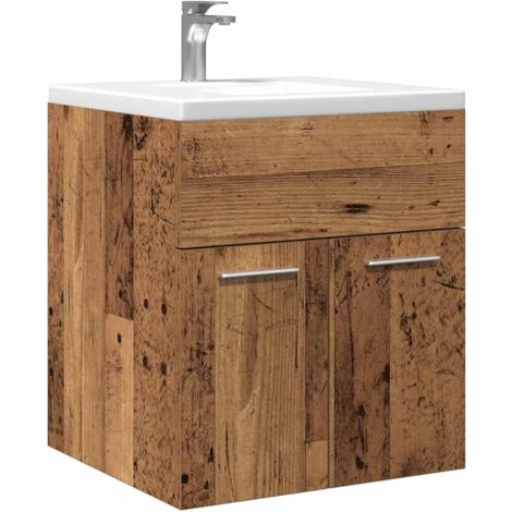 Vidaxl – Meuble sous vasque simple vieux bois – Bois d'ingénierie – Dimensions 41 x 38,5 x 46 cm – Fixation murale pour gain de place
