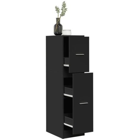 Vidaxl – Armoire d'apothicaire noir 30x41x118 cm – Bois d'ingénierie résistant à l'humidité – 3 tiroirs avec glissières en métal – Multifonctionnelle pour rangement