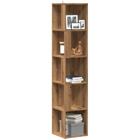 Vidaxl – Etagère d'angle en bois d'ingénierie 33x33x165 cm – Résistante à l'humidité – Grand espace de rangement – Design compact