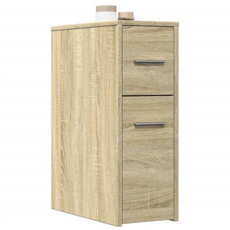 Vidaxl – Armoire murale de salle de bain étroite 22x44x61,5cm – Bois d'ingénierie chêne sonoma – 2 tiroirs avec roulettes – Fixation murale incluse