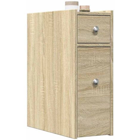 vidaXL Narrow Bathroom Cupboard with Wheels Sonoma Oak Engineered Wood