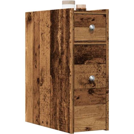vidaXL Narrow Bathroom Cupboard with Wheels Old Wood Engineered Wood