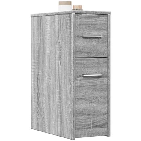 vidaXL Narrow Bathroom Cupboard with Wheels Grey Sonoma Engineered Wood