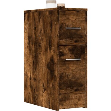 vidaXL Narrow Bathroom Cupboard with Wheels Smoked Oak Engineered Wood