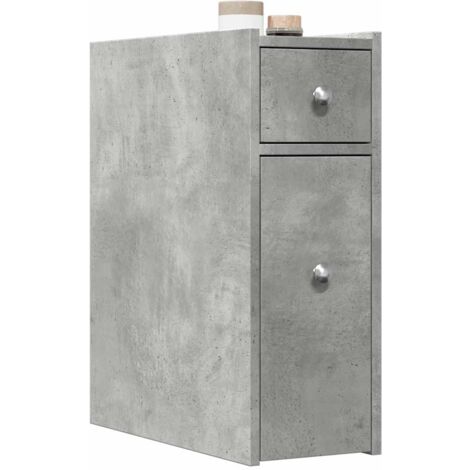 vidaXL Narrow Bathroom Cupboard with Wheels Concrete Grey Engineered Wood