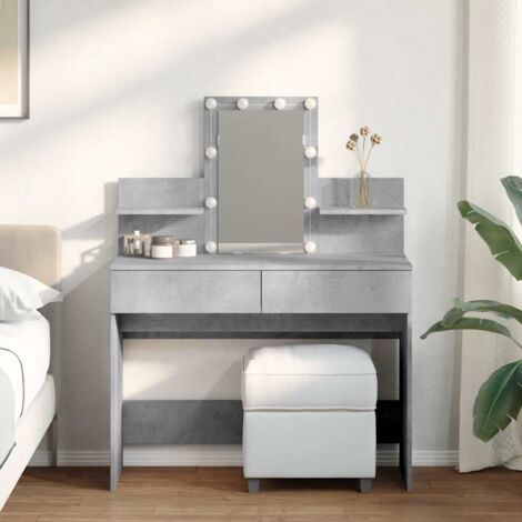 vidaXL Coiffeuse avec LED gris béton 100x40x130 cm