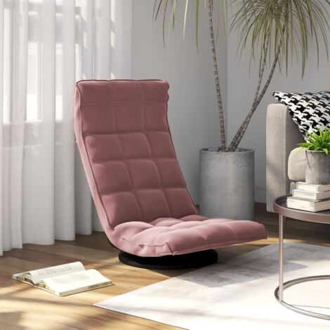 Vidaxl – Chaise de sol pivotante en velours rose – Cadre en métal – 5 positions réglables – Pliable et rotative 360° – Confort optimal pour méditation et jeux (1/5)
