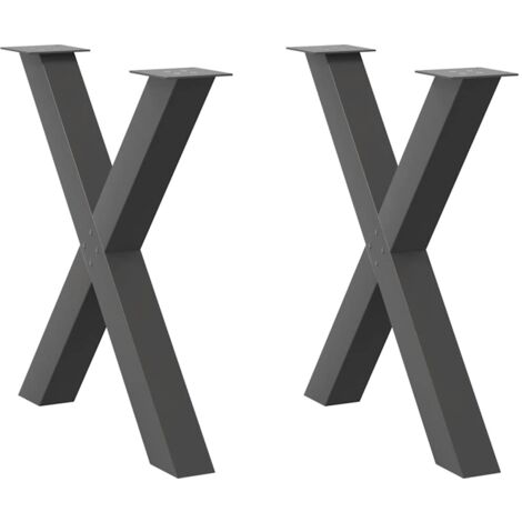 Vidaxl – Pieds de table à manger en X – 2 pièces – Acier thermolaqué anthracite – Dimensions 80 x (72-73) cm – Niveleurs réglables