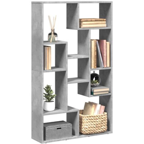 Vidaxl – Bibliothèque gris béton 72x20x120 cm en bois d'ingénierie – 9 compartiments – Capacité de charge 100 kg – Séparateur de pièce moderne