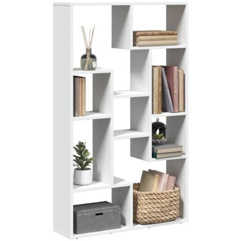 Vidaxl – Bibliothèque blanche 72x20x120 cm en bois d'ingénierie – 9 compartiments – Capacité de charge 100 kg – Fixation murale incluse