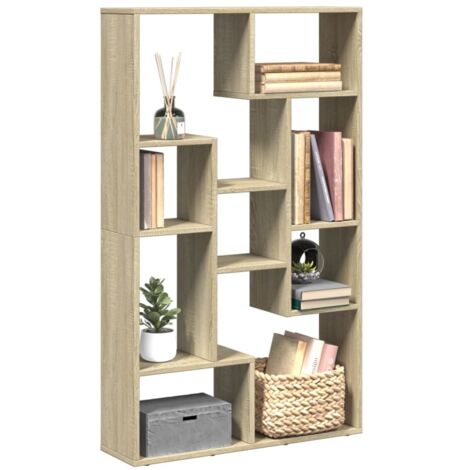 Vidaxl – Bibliothèque chêne sonoma 72x20x120 cm – 9 compartiments – Bois d'ingénierie – Capacité 100 kg – Design géométrique moderne