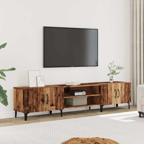 Vidaxl – Meuble TV en bois d'ingénierie 180x31,5x40 cm – 4 compartiments – Pieds en métal – Résistant à l'humidité