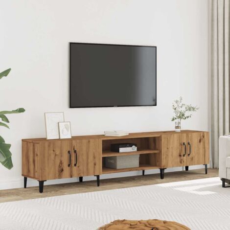 Vidaxl – Meuble TV en bois d'ingénierie 180x31,5x40 cm – 4 compartiments – Pieds en métal – Design épuré et élégant
