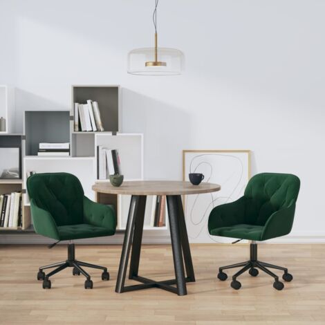 vidaXL Swivel Dining Chairs 2 pcs Dark Green Velvet (1/5)