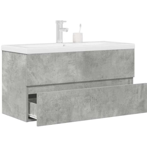 vidaXL Ensemble de meubles de salle de bain 2 pcs gris béton