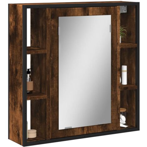 Armoire à miroir de salle de bain chêne fumé bois d’ingénierie vidaXL