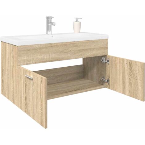 vidaXL Bathroom Sink Cabinet with Built-in Basin Sonoma Oak (1/5)