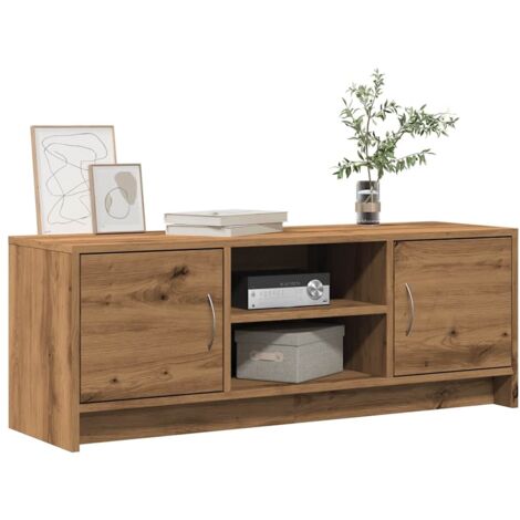 Vidaxl – Meuble TV chêne artisanal 102x30x37,5 cm – Bois d'ingénierie – Grand espace de rangement avec 2 étagères et portes – Surface résistante à l'humidité
