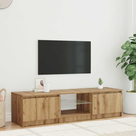 Vidaxl – Meuble TV avec lumières LED RVB – Bois d'ingénierie – 140x40x36 cm – Grand espace de rangement – Design moderne