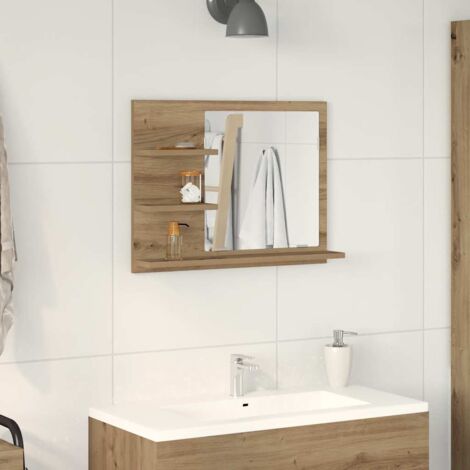 Vidaxl – Miroir simple de salle de bain 60x10,5x45 cm – Bois d'ingénierie résistant à l'humidité – Design mural avec rangement pratique