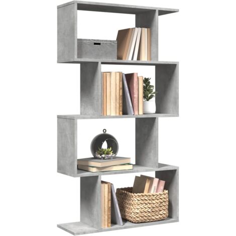 vidaXL Room Divider Bookcase 4-Tier Concrete Grey 70x24x129 cm Engineered Wood