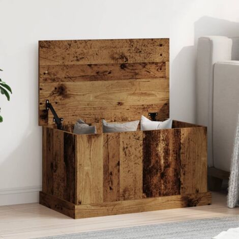 Vidaxl – Boîte de rangement en bois d'ingénierie vieux bois 70x40x38 cm – Résistante à l'humidité – Couvercle anti-poussière – Table d'appoint