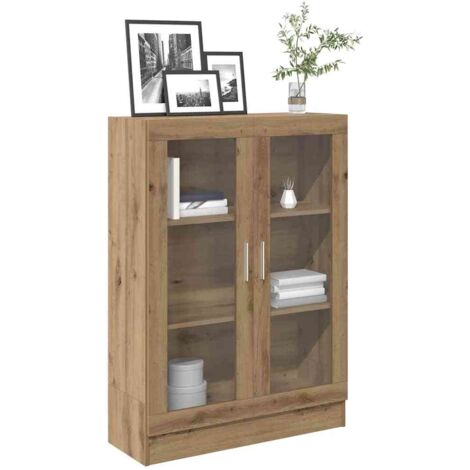 Vidaxl – Bibliothèque chêne artisanal 82,5x30,5x115 cm – Bois d'ingénierie résistant à l'humidité – 3 compartiments avec portes vitrées