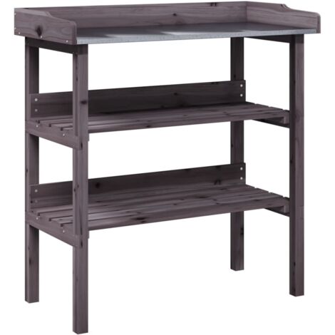 Vidaxl – Table à plantes avec étagères en bois de sapin gris 78x38x82,5 cm – Résistante à l'eau – Capacité de charge 35 kg – Pour jardin et terrasse