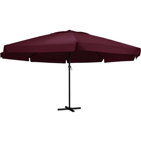 vidaXL Parasol de jardin et mât en aluminium 600 cm rouge bordeaux (1/5)