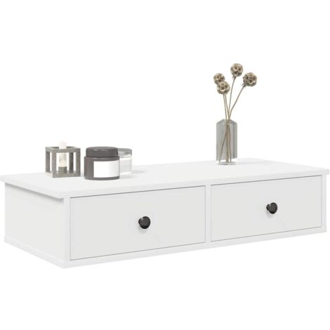 Vidaxl – Étagère murale avec tiroirs blanc 80x31x17 cm – Bois d'ingénierie résistant à l'humidité – Capacité de 60 kg – Assemblage requis