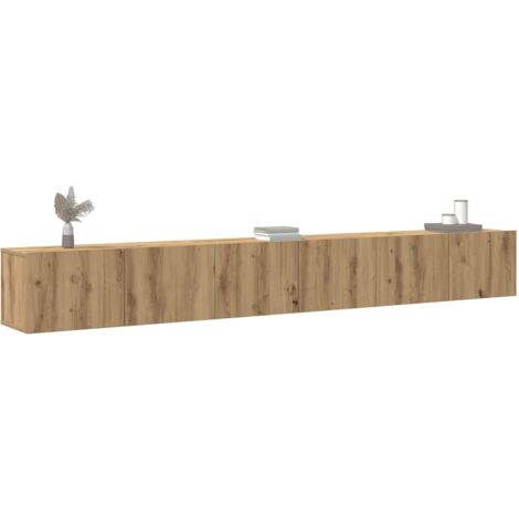 Vidaxl – Meuble TV mural 3 pièces en bois d'ingénierie chêne artisan – 6 compartiments de rangement – Design moderne et gain de place