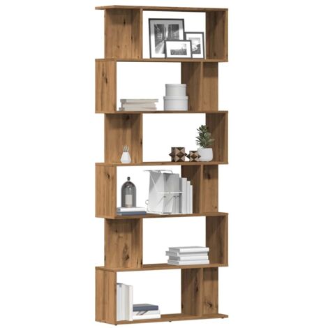 Vidaxl – Bibliothèque en bois d'ingénierie chêne artisan 80x24x192 cm – 6 étagères – Résistante à l'humidité – Design épuré
