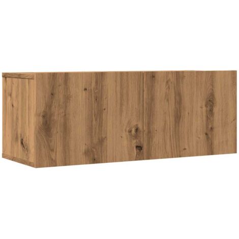 vidaXL 2 Piece Wall-mounted TV Cabinet Set Artisian Oak 80x30x30 cm