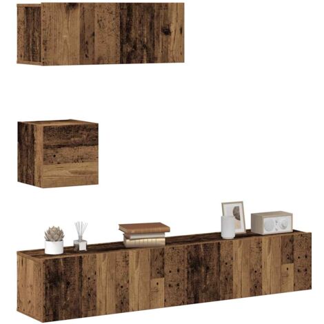 vidaXL 4 Piece TV Cabinet Set Wall-mounted Old Wood Engineered Wood (1/5)