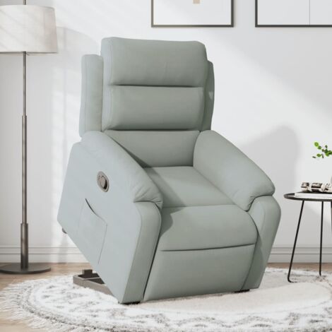 vidaXL Stand up Recliner Chair Light Grey Velvet (1/5)