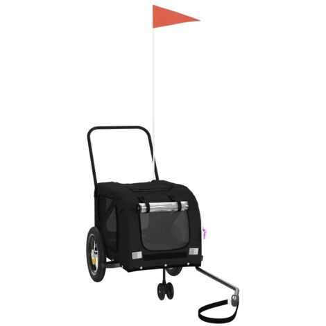 vidaXL Pet Bike Trailer Black Oxford Fabric and Iron